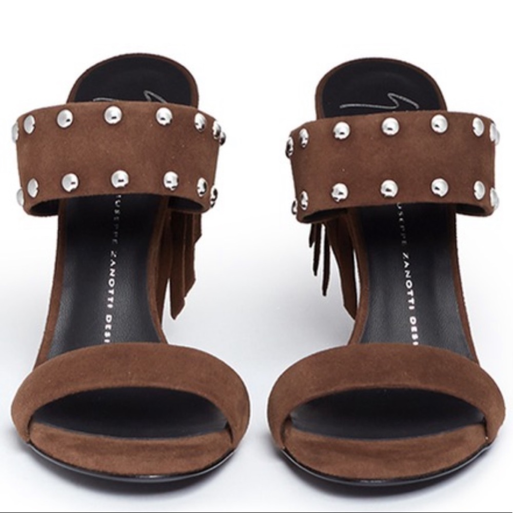 Giuseppe Zanotti Taline Stud Suede Wedge Sandals